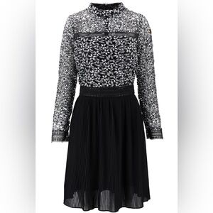 Alexia Admor Black and White Lace Midi Dress (A045) fully lined Lace Dress